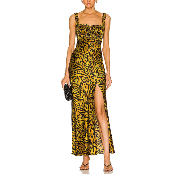 Nicholas 'Nina' Gold Silk Dress Size 2 - Picture 1 of 5